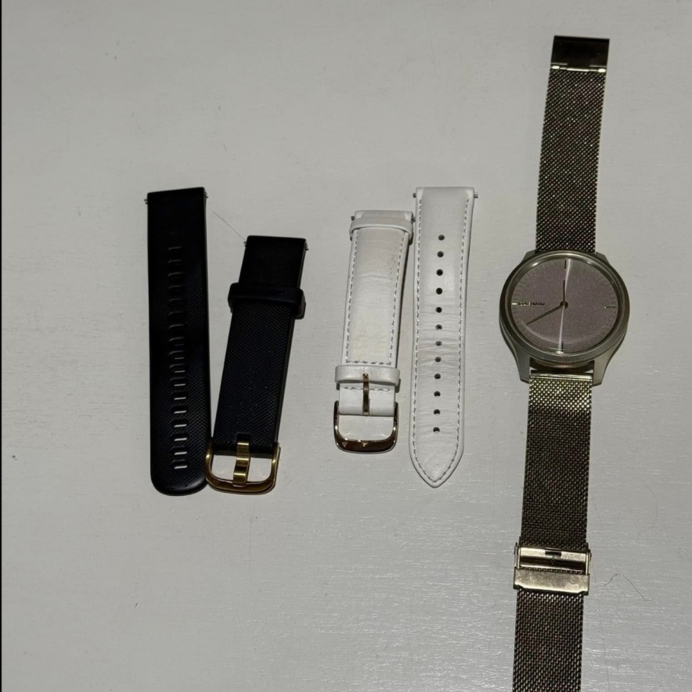 Garmin Women's Watch with Interchangeable Black, White, and Gold Bands